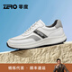 零度男鞋2025新款男士運動(dòng)休閑鞋日常百搭拼接條紋輕便軟底潮流百搭 白色 41