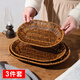 普諾爾仿藤編面包盤(pán)水果籃零食小吃盤(pán)下午茶點(diǎn)心盤(pán)饅頭筐薯條盤(pán)水果托盤(pán) 橢圓形淺籃三件套