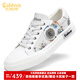 卡賓帆布鞋男鞋秋季涂鴉國潮小白鞋子男士運動(dòng)休閑鞋百搭潮鞋低幫板鞋 白色 42 比運動(dòng)鞋偏大一碼