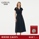 歌莉婭非遺香云紗連衣裙女18姆米全真絲氣質(zhì)法式收腰v領(lǐng)小黑裙1E4R4K430 00B黑色 XL