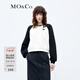 MO&Co.衛衣美式復古黑白撞色插肩袖字母刺繡寬松休閑上衣摩安珂 米白色-第2批 S 160