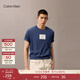 Calvin KleinJeans25夏季男士休閑簡(jiǎn)約ck鏤空字母膠印純棉針織短袖T恤上衣 RLY-鐵藍 XL