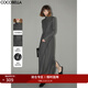 COCOBELLA手工壓褶半高領(lǐng)赫本風(fēng)長(cháng)袖連衣裙女秋氣質(zhì)長(cháng)裙FR3015 深花灰 L