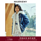 MAXRIENY【商場(chǎng)同款】復古雪花刺繡釘珠羽絨服毛領(lǐng)牛仔外套 深牛仔藍 L 03