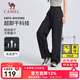 駱駝（CAMEL）速干透氣休閑女褲直筒百搭工裝運動(dòng)長(cháng)褲 C25BABH035，幻影黑，女 S