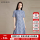 BUOUBUOU2025秋季新款新中式中國風(fēng)旗袍改良短袖網(wǎng)紗繡花連衣裙女 藍色L56 L