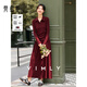 梵希蔓灰色氣質(zhì)通勤套裝女2026年春季新款翻領(lǐng)上衣半身傘裙兩件套 A2566 勃艮第紅 S （建議90-100斤）