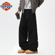 NEW OR MODE純棉水洗黑色休閑褲子男春秋季新款cleanfit美式寬松闊腿直筒長(cháng)褲 黑色 XL 【建議125-145斤】