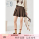 紫涵（ZIHAN）紫涵學(xué)院風(fēng)百褶短裙女春季學(xué)生防走光小個(gè)子A字半身裙 咖色 S