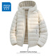 真維斯輕薄排骨羽絨服男士2025年新款冬季連帽保暖鴨絨內膽情侶外套 瑪瑙白 XL