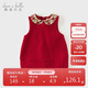 戴維貝拉【商場(chǎng)同款】?jì)和承娜骨镅b女童連衣裙紅色裙子