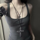 復古暗黑風(fēng)十字架項鏈女小眾高級感朋克風(fēng)亞文化哥特風(fēng)個(gè)性鎖骨鏈 雙層十字架項鏈黑色