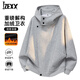 IZEXX美式重磅連帽外套男春季高街不規則結構潮流夾克ZEO16白灰XL