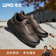 零度Zero商務(wù)真皮時(shí)尚休閑男鞋26新款軟底緩震防滑舒適徒步鞋 暗棕 42