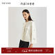 納薇（naivee）【喜愿·新中式】高級感氣質(zhì)圓領(lǐng)重工刺繡早春夏短外套女 米色 M