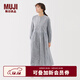 無(wú)印良品（MUJI）女式 棉紗 長(cháng)袖連衣裙 女裝裙子 長(cháng)裙 25年秋季 純棉 BC2NUA5A 深藏青色條紋 L (165/88A)