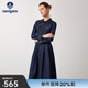 Navigare意大利小帆船女士修身連衣裙春季通勤百搭仿牛仔長(cháng)裙氣質(zhì)休閑裙子 海軍藍 S 碼