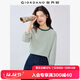 佐丹奴T恤女純棉航海系撞色條紋圓領(lǐng)七分袖上衣女13325213