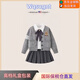 Wqsugnt國際品牌女童jk套裝學(xué)院風(fēng)制服秋冬洋氣兒童襯衫百褶裙針織三件套 深灰色 毛衣+襯衫+短裙三件套【禮盒裝+當日發(fā)貨】 130