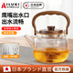 AILUKI玻璃煮茶壺新款燒水壺泡茶家用提梁壺圍爐耐高溫電陶水壺 豎條紋  900ml