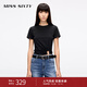 MISS SIXTY2025夏季新款短袖T恤女圓領(lǐng)鉆飾彈力修身顯瘦短款上衣 黑色 S