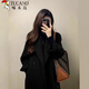 啄木鳥(niǎo)2026冬季新款赫本風(fēng)感雙面羊毛羊絨大衣女小個(gè)子加厚毛呢外套 黑色【羊毛大衣】 M .