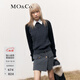 MO&Co.毛衣針織衫綿羊毛山羊絨復古麻花絞花撞色插肩袖紅色摩安珂 深花灰色 M 165