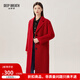 深呼吸DEEP BREATH女裝羊毛復古通勤單排扣毛呢大衣女A400818 紅 L (4)
