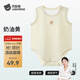 貝肽斯嬰兒包屁衣夏季無(wú)袖薄款新生兒連體衣短袖夏裝提花寶寶衣服 奶油黃 90cm