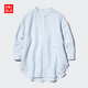 優(yōu)衣庫女裝麻混紡條紋立領(lǐng)襯衫/7分袖襯衣483874 61 水藍色 XL