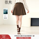 香影百褶半身短裙女2025秋冬新款咖啡色a字高腰壓褶顯瘦簡(jiǎn)約裙子 咖啡 S