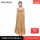 moussy 女裝新品甜美森系荷葉邊露背吊帶連衣裙028HAZ30-0351 055花紋黃色 S 00001