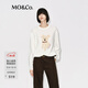 MO&Co.長(cháng)袖T恤2025冬新品棉質(zhì)萌寵系列抽象小狗懷舊印花寬松MBE4TEET05 米白色 S /160