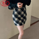 浪莎格子包臀半身裙女秋冬季2026春季新款高腰a字短裙顯瘦氣質(zhì)包臀裙