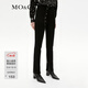 MO&Co.休閑褲舒適高彈精裁高腰修身小錐形拉鏈開(kāi)叉黑色摩安珂 黑色 S 160