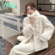 Helolis2026冬季新款牛角扣羊羔毛絨皮草毛毛外套女百搭寬松小香風(fēng)毛大衣 米白色-（加厚加棉） S 70-100斤