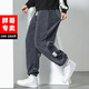 坦野大碼男裝褲子男加肥加大秋冬休閑褲男胖子男裝寬松束腳長(cháng)褲肥佬褲 K10894灰 厚款 （束腳） 6XL 【建議255-280斤】