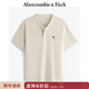 Abercrombie & Fitch經(jīng)典小麋鹿圖案男裝25夏季美式重磅寬松亨利領(lǐng)短袖T恤 奶油色 L (180/108A)尺碼偏大