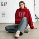 蓋璞（GAP）男女裝2025冬季新款logo刺繡抓絨寬松套頭連帽衛衣美版846551