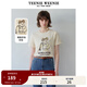 Teenie Weenie女裝春夏簡(jiǎn)約休閑手繪風(fēng)圖案合體圓領(lǐng)短袖T恤衫 卡其色 S (160)