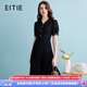 愛(ài)特愛(ài)（EITIE）精致蕾絲優(yōu)雅高端女裝V領(lǐng)收腰黑色連衣裙夏季新款B2407304 極簡(jiǎn)黑20 M 160