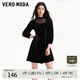 VEROMODA連衣裙季優(yōu)雅氣質(zhì)絲絨拼接七分袖短裙女3161017 S59黑色 165/84A/M