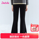 笛莎（DEESHA）女童微喇褲2025冬季款香風(fēng)花邊厚絨喇叭褲保暖休閑長(cháng)褲兒童童裝