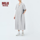MUJI IDEE 女式 泡泡紗 短袖連衣裙 女裝裙子夏季 GAD53C4S 淺灰色 均碼 165/88A