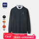 HLA海瀾之家加絨長(cháng)袖針織衫男包芯紗假兩件加絨毛衣男冬HNTVD4W091A