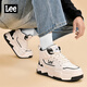 Lee男鞋冬季新款男士高幫板鞋輕奢百搭學(xué)生板鞋2025潮鞋運動(dòng)休閑鞋男 黑白L254UB382 38