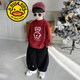 G.duck小黃鴨童裝男童小熊毛衣秋冬款兒童喜慶紅色過(guò)年衣服長(cháng)袖針織線(xiàn)衫 紅色 140 cm