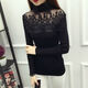 FSHE高領(lǐng)毛衣女2025秋冬新款韓版套頭蕾絲拼接鏤空修身長(cháng)袖打底衫女 黑色8800 M (合適80-105斤)