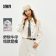 森馬（Semir）牛仔外套女春季短款翻領(lǐng)落肩寬松做舊2026工裝風(fēng)夾克109126108005