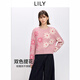 LILY2026春新款含羊毛撞色花朵提花軟糯休閑圓領(lǐng)套頭針織衫毛衣女 120淺粉 M